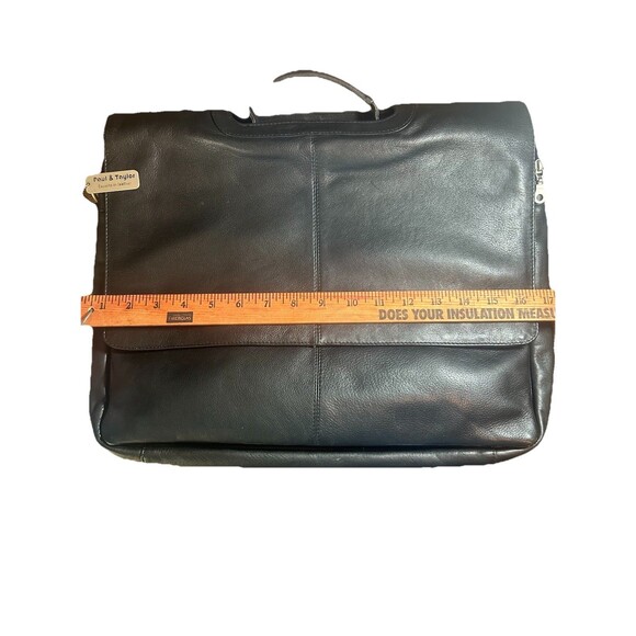 Paul & Taylor Genuine Leather Messenger Laptop Briefcase Bag Black 17in - Picture 3 of 14